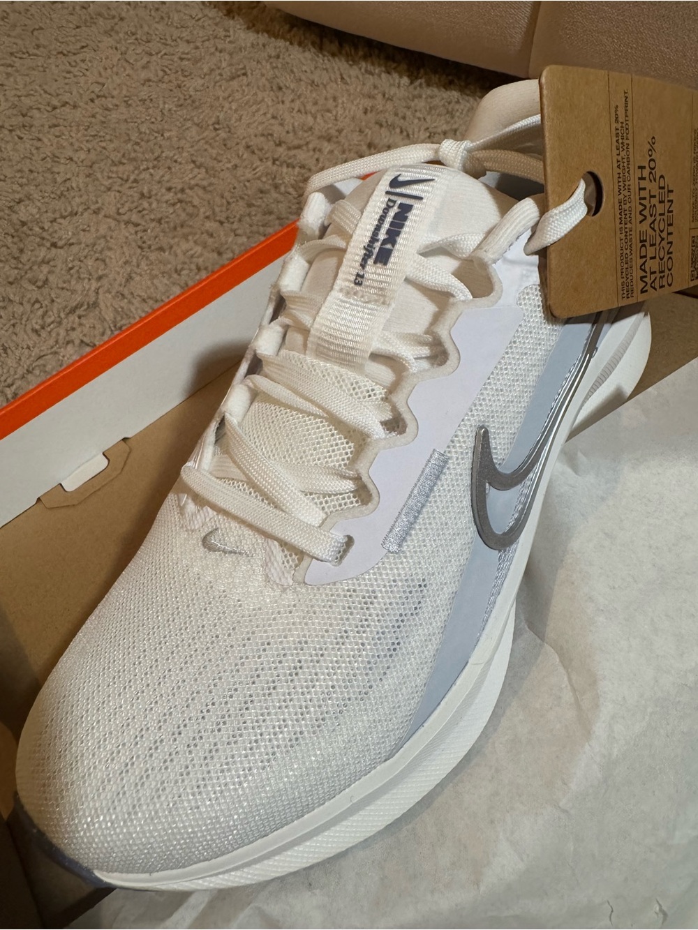 Nike Men’s White Sneakers with Gray Swoosh
